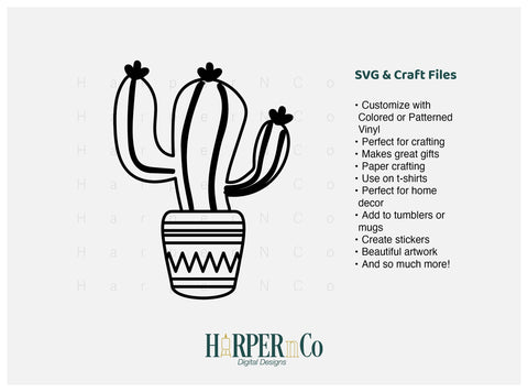 Cactus Outline 3 SVG PNG Cut EPS File SVG HarperNCo 