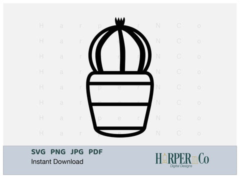 Cactus Outline SVG PNG Cut EPS File SVG HarperNCo 