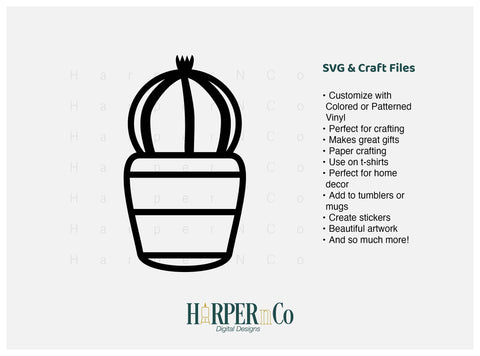 Cactus Outline SVG PNG Cut EPS File SVG HarperNCo 