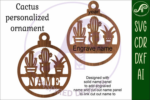 Cactus plant lovers Christmas Ornament SVG laser cut SVG APInspireddesigns 