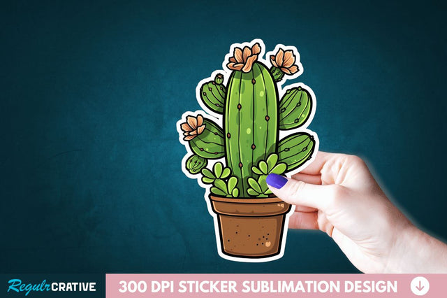 Cactus Succulent Plant Sticker Clipart Sublimation Regulrcrative 