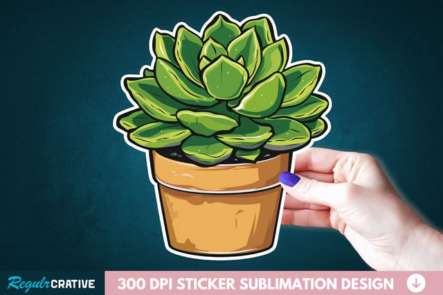 Cactus Succulent Plant Sticker Clipart Sublimation Regulrcrative 