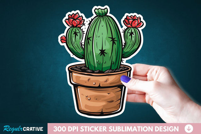 Cactus Succulent Plant Sticker Clipart Sublimation Regulrcrative 