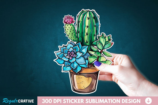 Cactus Succulent Plant Sticker Clipart Sublimation Regulrcrative 