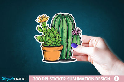 Cactus Succulent Plant Sticker Clipart Sublimation Regulrcrative 