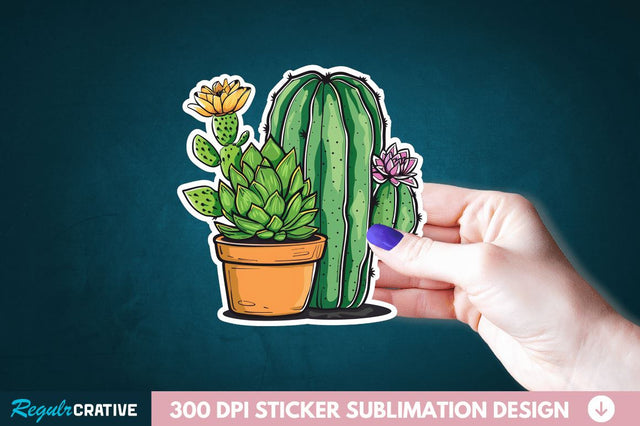 Cactus Succulent Plant Sticker Clipart Sublimation Regulrcrative 