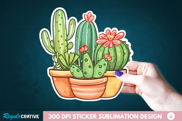 Cactus Succulent Plant Sticker Clipart Sublimation Regulrcrative 