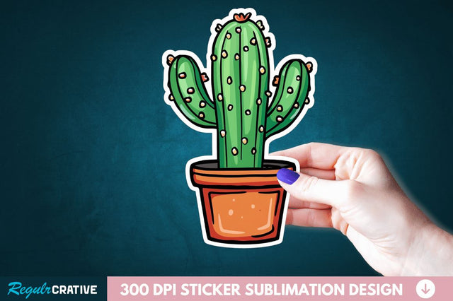 Cactus Succulent Plant Sticker Clipart Sublimation Regulrcrative 
