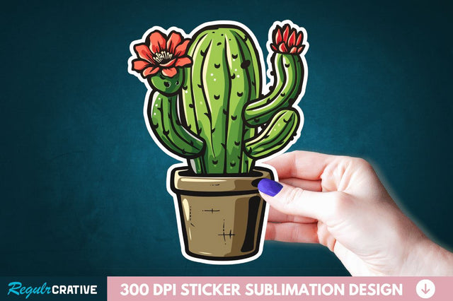 Cactus Succulent Plant Sticker Clipart Sublimation Regulrcrative 
