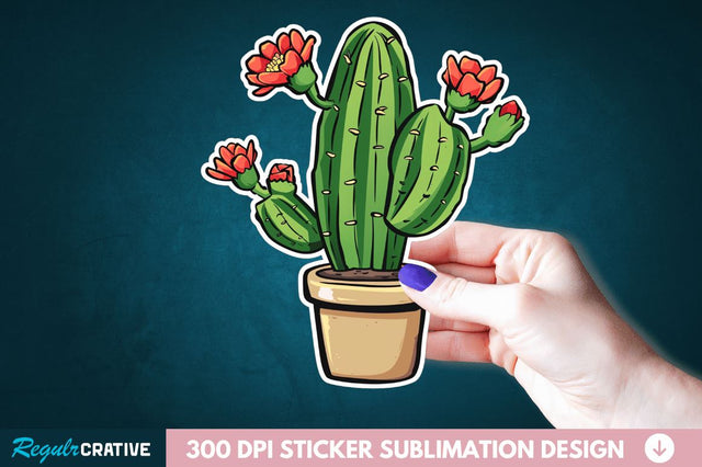 Cactus Succulent Plant Sticker Clipart Sublimation Regulrcrative 