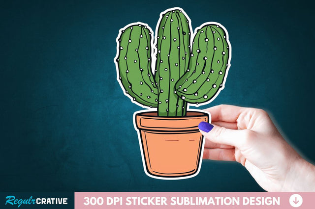 Cactus Succulent Plant Sticker Clipart Sublimation Regulrcrative 