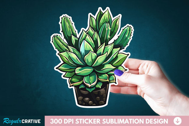 Cactus Succulent Plant Sticker Clipart Sublimation Regulrcrative 