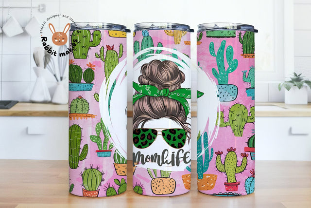 Cactus Tumbler Design, 20oz Skinny Tumbler Template For Sublimation, Momlife Tumbler Png, Mom Cactus Tumbler Wrap Sublimation Rabbitmakies 