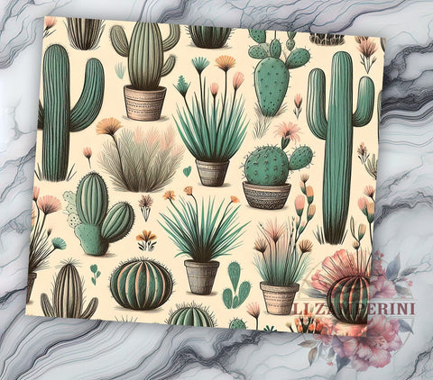 Cactus Tumbler Wrap, Seamless Cactus Design, 20oz Sublimation Design, Desert Tumbler PNG, Succulent Tumbler Wrap, Digital Download Tumbler, Floral Tumbler Art, Unique Gift Sublimation Li Zamperini 