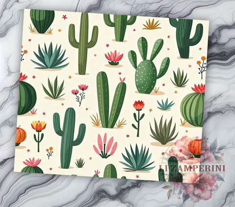Cactus Tumbler Wrap, Seamless Cactus Design, 20oz Sublimation Design, Desert Tumbler PNG, Succulent Tumbler Wrap, Digital Download Tumbler, Floral Tumbler Art, Unique Gift Sublimation Li Zamperini 