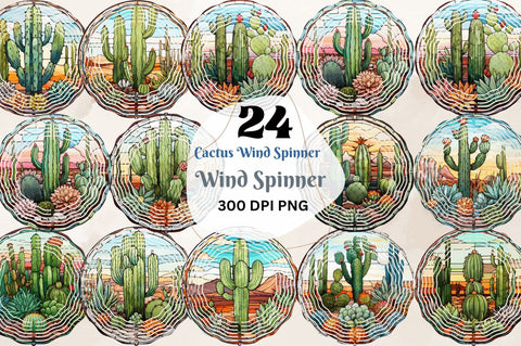 Cactus Wind Spinner Sublimation Designs Bundle Sublimation Regulrcrative 