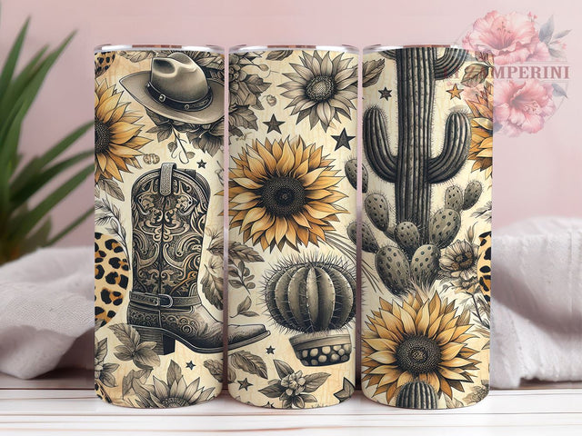 Cactus With Sunflower Leopard 20oz Tumbler Wrap PNG, Cactus Tumbler PNG Sublimation Design, Straight & Tapered Tumbler Wrap, Instant Digital Download Sublimation Li Zamperini 