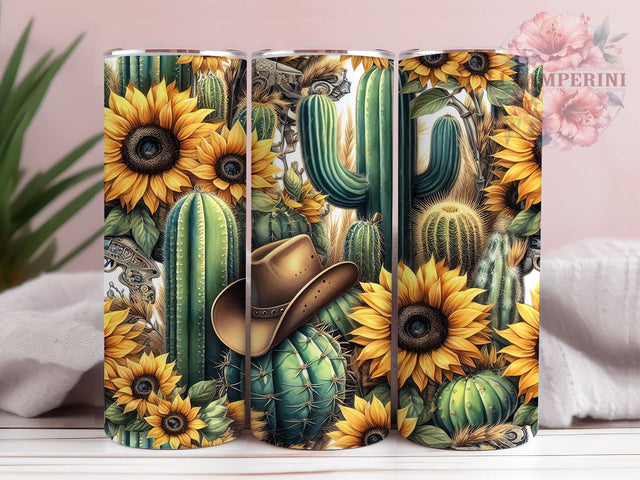 Cactus With Sunflower Leopard 20oz Tumbler Wrap PNG, Cactus Tumbler PNG Sublimation Design, Straight & Tapered Tumbler Wrap, Instant Digital Download Sublimation Li Zamperini 