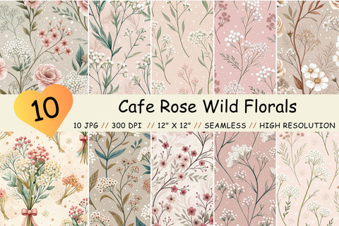 Cafe Rose Wild Florals Digital Paper, Seamless Pattern Digital Pattern FloridPrintables 