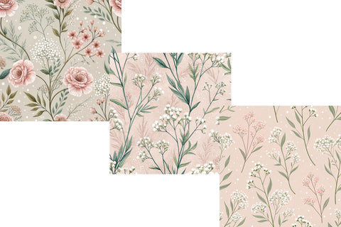 Cafe Rose Wild Florals Digital Paper, Seamless Pattern Digital Pattern FloridPrintables 