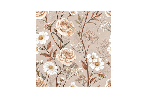 Cafe Rose Wild Florals Digital Paper, Seamless Pattern Digital Pattern FloridPrintables 