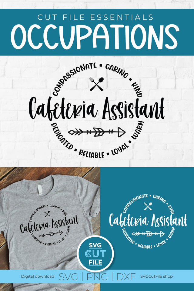 Cafeteria Assistant svg with round circle SVG SVG Cut File 
