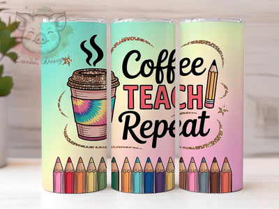 Caffeinated Teaching Life Tumbler, Teaching Life, Caffeine Lover, Classroom Essential, Teacher Quote, School Morning, Education Gift Sublimation Lara' s Designs 