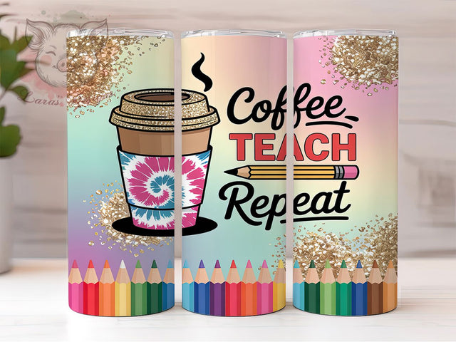 Caffeinated Teaching Life Tumbler, Teaching Life, Caffeine Lover, Classroom Essential, Teacher Quote, School Morning, Education Gift Sublimation Lara' s Designs 