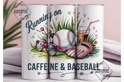 Caffeine & Baseball Fun 20oz Tumbler Sublimation sassyprint 
