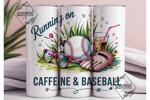 Caffeine & Baseball Fun 20oz Tumbler Sublimation sassyprint 