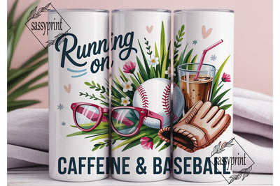 Caffeine & Baseball Fun 20oz Tumbler Sublimation sassyprint 