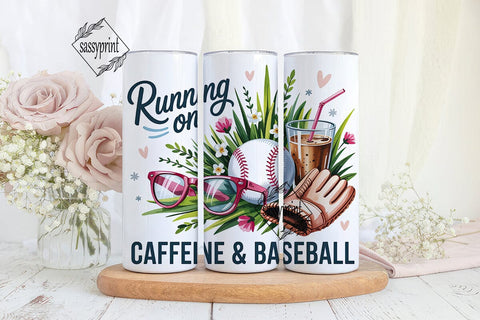 Caffeine & Baseball Fun 20oz Tumbler Sublimation sassyprint 