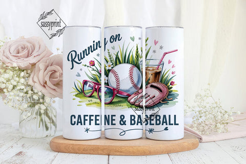 Caffeine & Baseball Fun 20oz Tumbler Sublimation sassyprint 