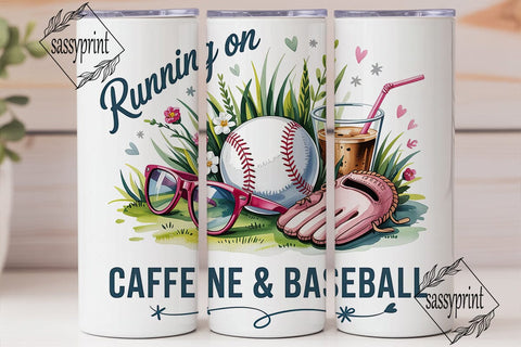 Caffeine & Baseball Fun 20oz Tumbler Sublimation sassyprint 