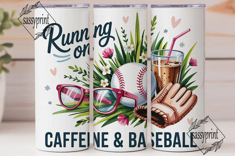 Caffeine & Baseball Fun 20oz Tumbler Sublimation sassyprint 