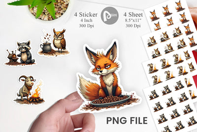 Caffeine Critters Sticker Sublimation artnoy 