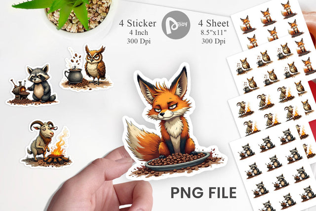 Caffeine Critters Sticker Sublimation artnoy 