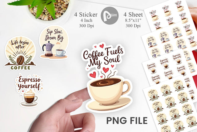 Caffeine Kick Quotes Sticker Sublimation artnoy 