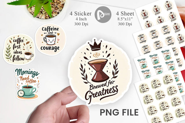 Caffeine Kick Quotes Sticker Sublimation artnoy 