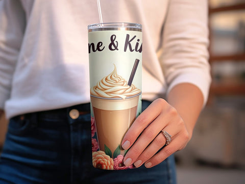 Caffeine & Kindness Tumbler wrap Sublimation PNG Sublimation Luvleigh Digitals 