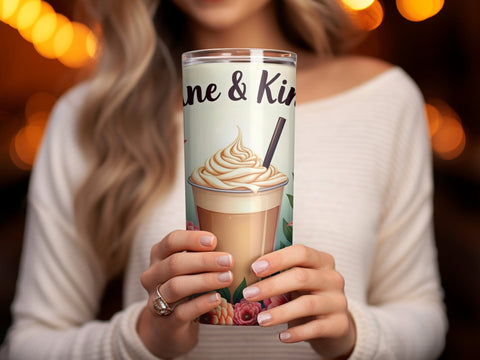 Caffeine & Kindness Tumbler wrap Sublimation PNG Sublimation Luvleigh Digitals 