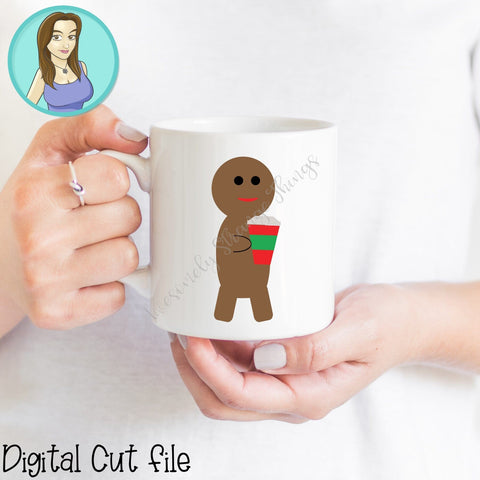 Caffeine Lover Gingerbread Man SVG and PNG - Festive Coffee Holiday Decor (Sublimation & DTF ready) SVG Awesomely Strange Designs 