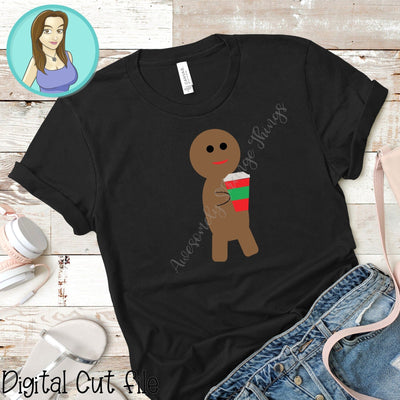 Caffeine Lover Gingerbread Man SVG and PNG - Festive Coffee Holiday Decor (Sublimation & DTF ready) SVG Awesomely Strange Designs 