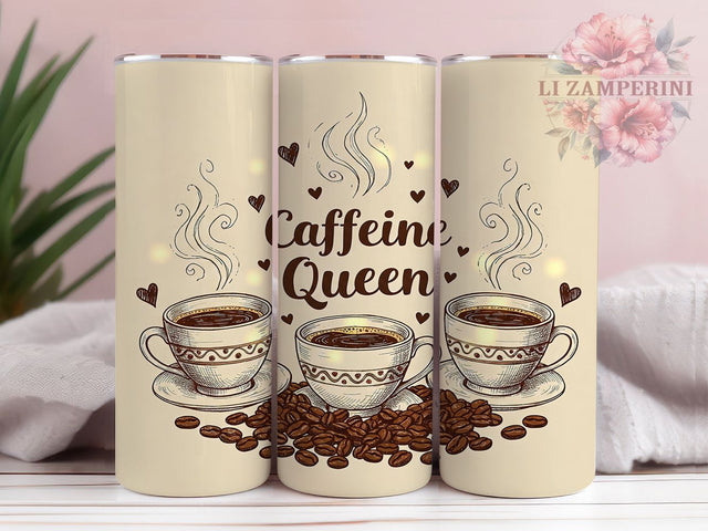 Caffeine Queen Coffee Lover Tumbler, Coffee Lover Wrap, 20oz Sublimation Wrap, Funny Coffee Cup, Coffee Addict Design, Coffee Quote Tumbler, Cute Coffee Mug Alternative Sublimation Li Zamperini 