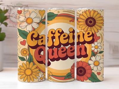 Caffeine Queen Coffee Quote 20oz Tumbler Wrap, Caffeine Queen, Coffee Quote Design, Vintage Coffee PNG, 20oz Tumbler Wrap, Coffee Lover Design, Retro Sublimation PNG Sublimation Lara' s Designs 