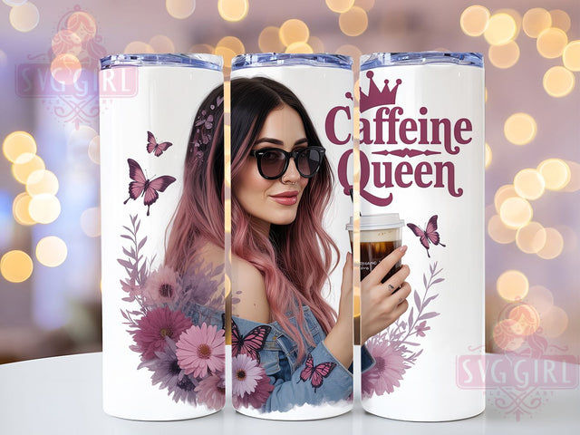 Caffeine Queen Sassy Coffee Tumbler, Coffee Lover Cup, Coffee Quote Drinkware, 20Oz Sublimation Wrap, Coffee Addict Gift, Coffee Lover Mug, Sassy Coffee Design Sublimation SvggirlplusArt 