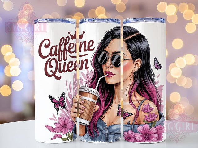 Caffeine Queen Sassy Coffee Tumbler, Coffee Lover Cup, Coffee Quote Drinkware, 20Oz Sublimation Wrap, Coffee Addict Gift, Coffee Lover Mug, Sassy Coffee Design Sublimation SvggirlplusArt 