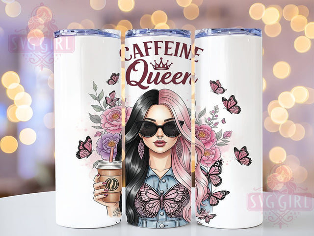 Caffeine Queen Sassy Coffee Tumbler, Coffee Lover Cup, Coffee Quote Drinkware, 20Oz Sublimation Wrap, Coffee Addict Gift, Coffee Lover Mug, Sassy Coffee Design Sublimation SvggirlplusArt 