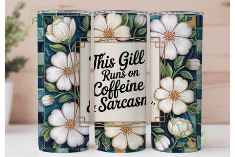 Caffeine & Sarcasm Tumbler Wrap Sublimation PixelChick 