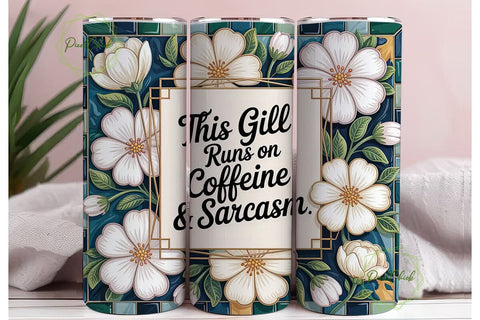 Caffeine & Sarcasm Tumbler Wrap Sublimation PixelChick 